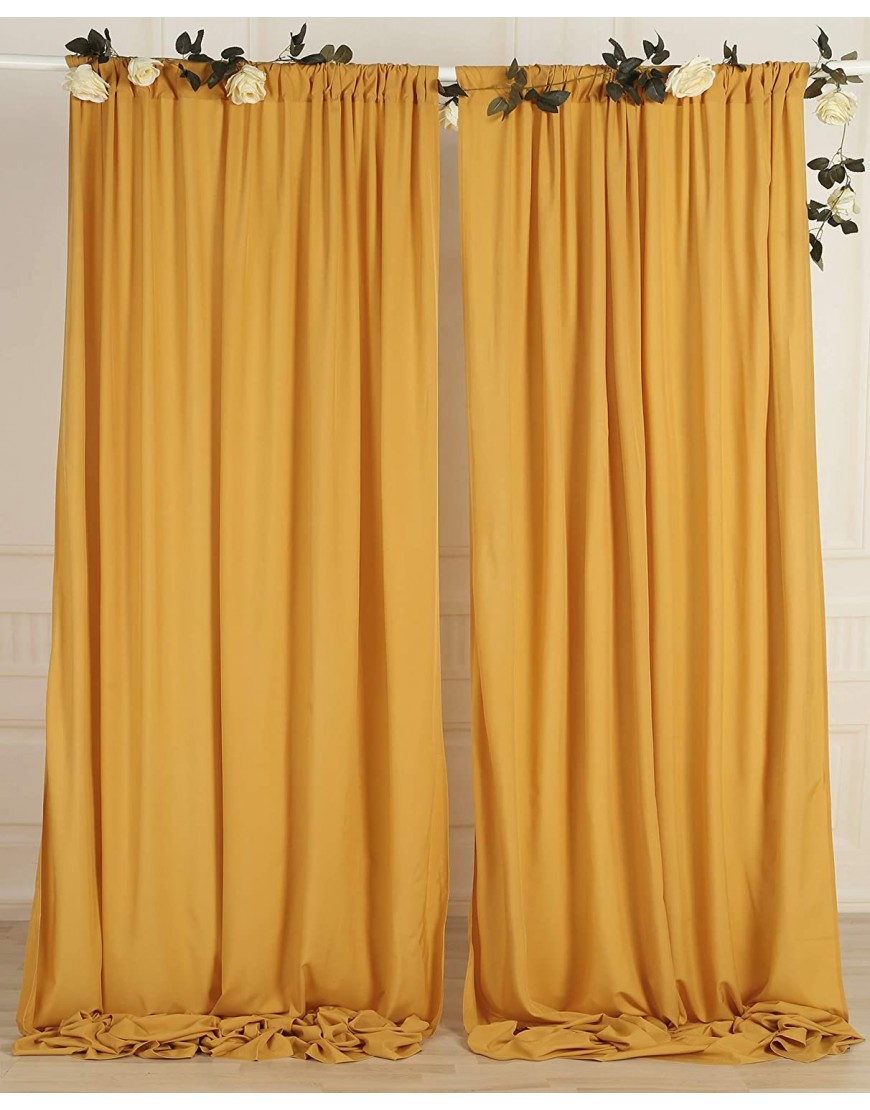 SHERWAY 2 Panels 4.8 Feet x 10 Feet Gold Photography Backdrop Drapes Thick Polyester Window Curtain for Wedding Party Ceremony Stage Decorations