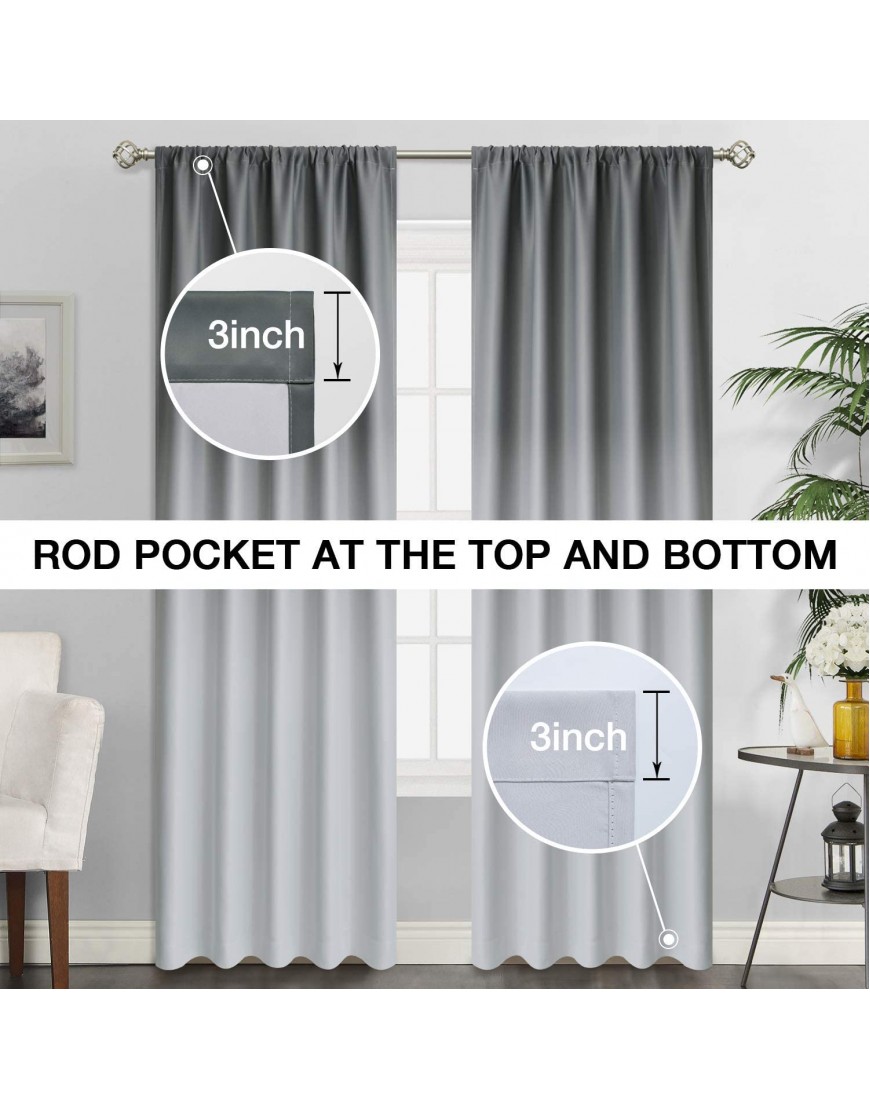 SimpleHome Rod Pocket Ombre Room Darkening Curtains for Living Room Light Blocking Gradient Grey and Greyish White Thermal Insulated Window Curtains Drapes for Bedroom 2 Panels 52x84 inches Length