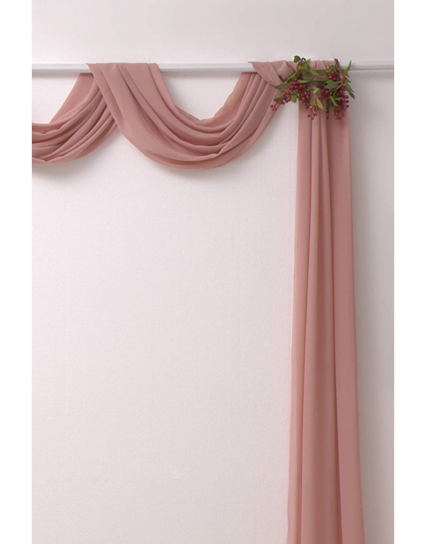 Socomi 2 Panels Dusty Rose Chiffon Wedding Arch Drapes 6 Yards Solid Wedding Arch Curtains for Backdrop Curtain Decorations