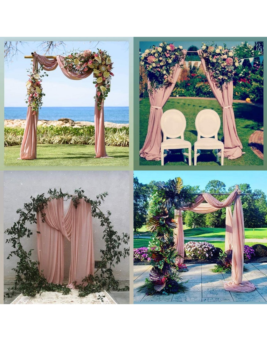 Socomi 2 Panels Dusty Rose Chiffon Wedding Arch Drapes 6 Yards Solid Wedding Arch Curtains for Backdrop Curtain Decorations