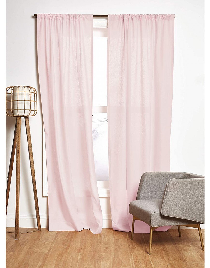 Solino Home 100% Linen Curtains – 52 x 108 Inch Pink Lightweight Rod Pocket Curtain 100% Pure Natural Fabric Window Panel – Handcrafted from European Flax