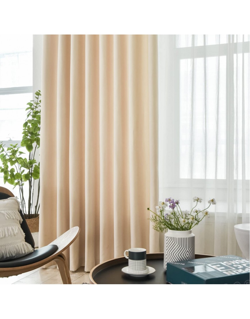 Spring Sense Home Curtains Cream Beige Room Darkening Blackout Curtains for Bedroom Wrinkle Free Drapes for Office Meeting Room 2 Panels Beige 96 inches Long