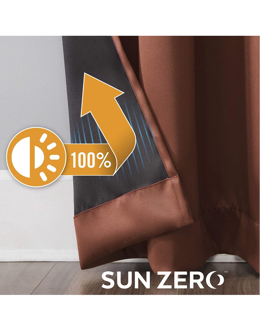 Sun Zero Nordic 2-pack Theater Grade Extreme 100% Blackout Grommet Curtain Panel Pair 52 x 84 Terracotta