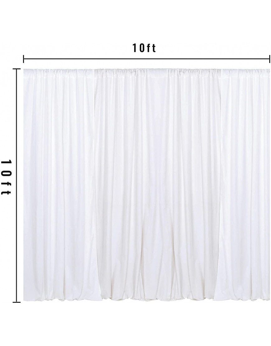 White Backdrop Curtains 10ft x 10ft Polyester Backdrop Background Drapes Panels for Photoshoot Studio Video Parties Curtain Birthday Party Events Wedding Photography Decoration