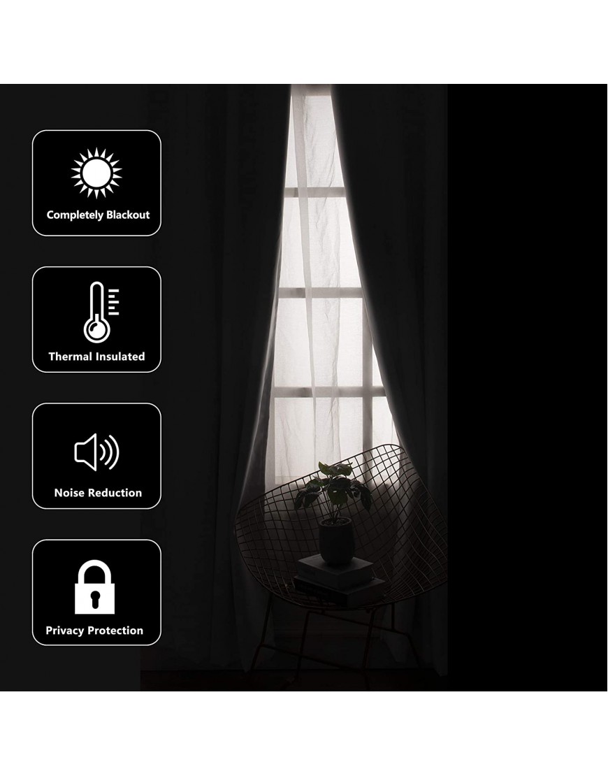 WONTEX 100% White Blackout Curtains for Bedroom 52 x 63 inch Length Winter Thermal Insulated Energy Saving Sun Blocking Lined Window Curtain Panels for Living Room Set of 2 Grommet Curtains