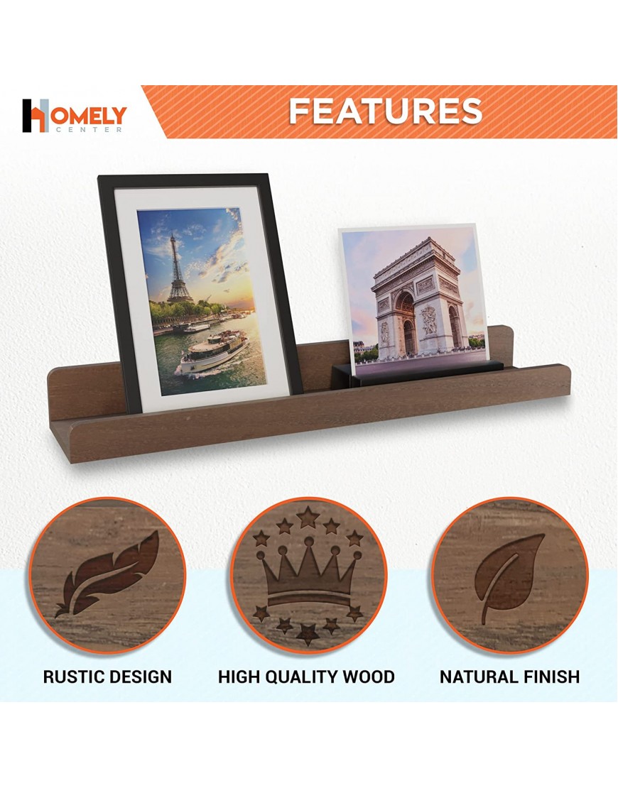 16 inch Floating Shelves for Wall Set of 3 Rustic Wall Mounted Picture Ledge Shelf for Living Room Kitchen Bedroom Bathroom Home Decor Display Picture Shelf with Ledge
