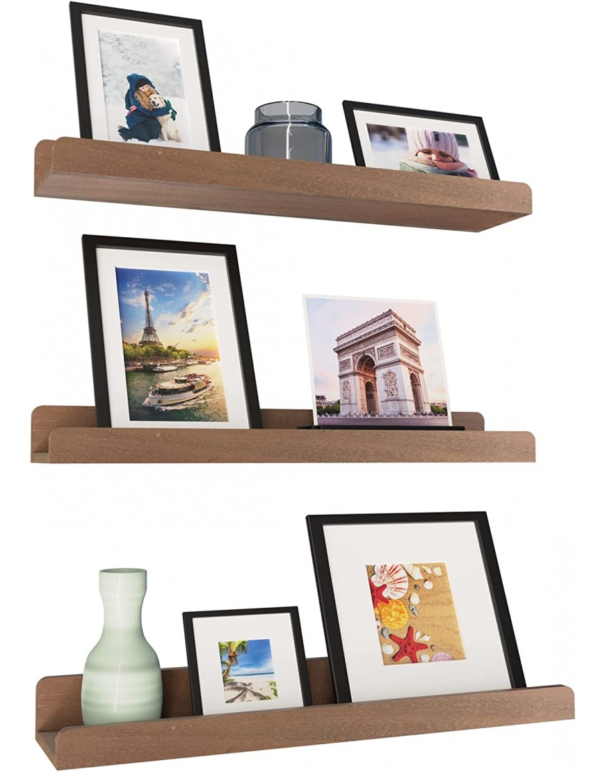 16 inch Floating Shelves for Wall Set of 3 Rustic Wall Mounted Picture Ledge Shelf for Living Room Kitchen Bedroom Bathroom Home Decor Display Picture Shelf with Ledge