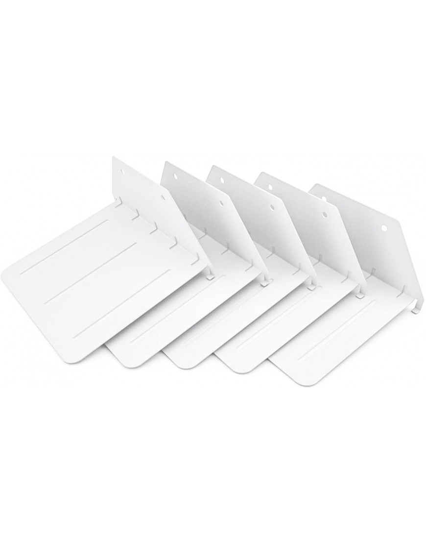 5-Pack Invisible Floating Bookshelves Heavy Duty Book Organizers Conceal Floating Book Shelves for Wall to Display Books at Home or Office White