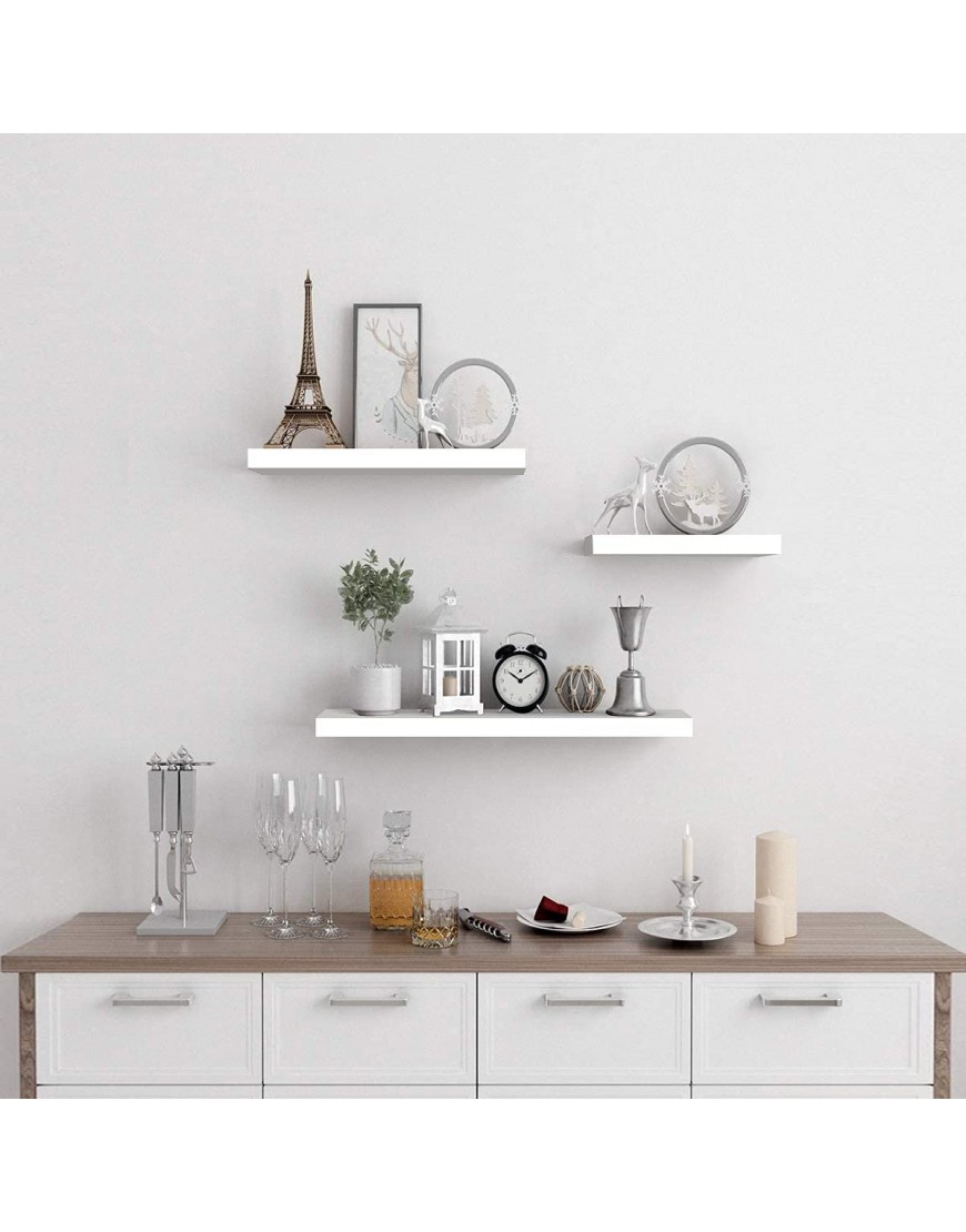 aimu Décor Floating Shelves ,Wall Mounted Modern Style Home Decor Ledge Shelf Space Saving Wall Shelves for Toilet Kitchen Office and More,White.