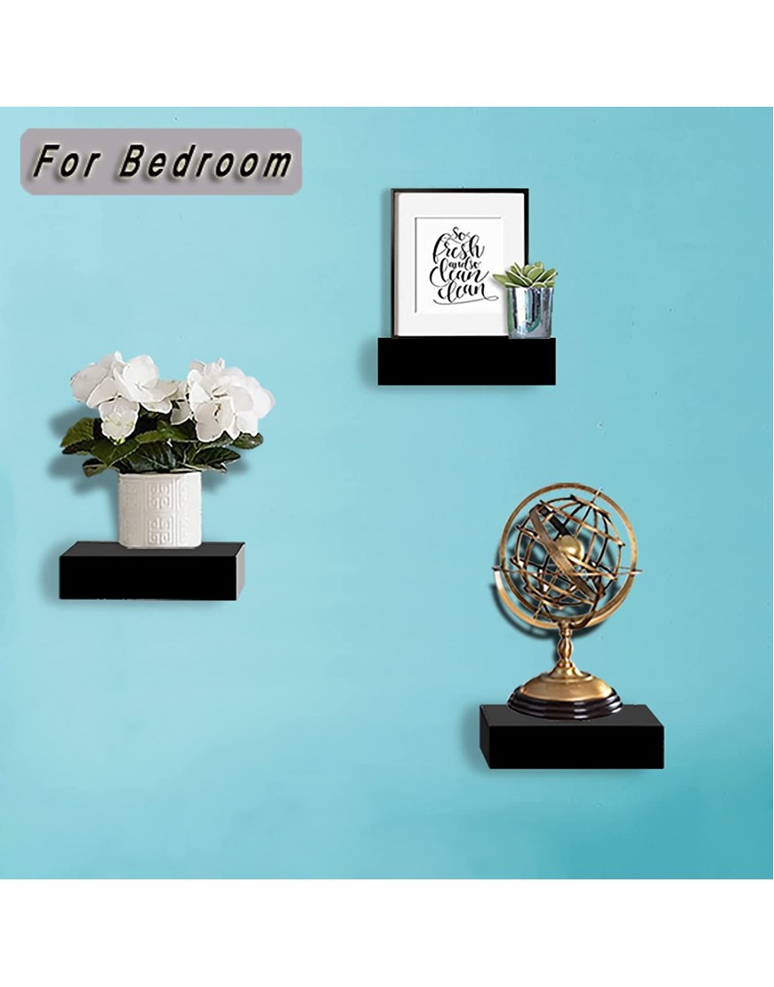 HAO ALWAYS DO BETTER Small Floating Shelf Wall Mounted Mini Hanging Display Shelves for Bathroom Livingroom Bedroom,Set of 5 Black
