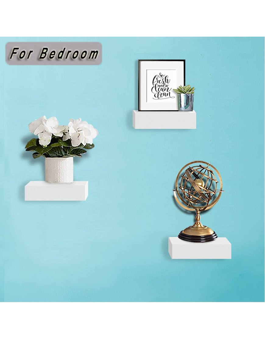 HAO Small Floating Shelf 6 inch Wall Mounted Mini Hanging Display Shelves for Living Room Bedroom Bathroom Set of 3 White