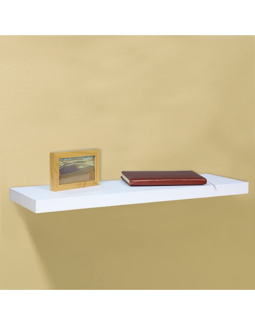 Home Basics Rectangular Floating Shelf | Space Saver | Wall Mounted | Easy to Install White 30