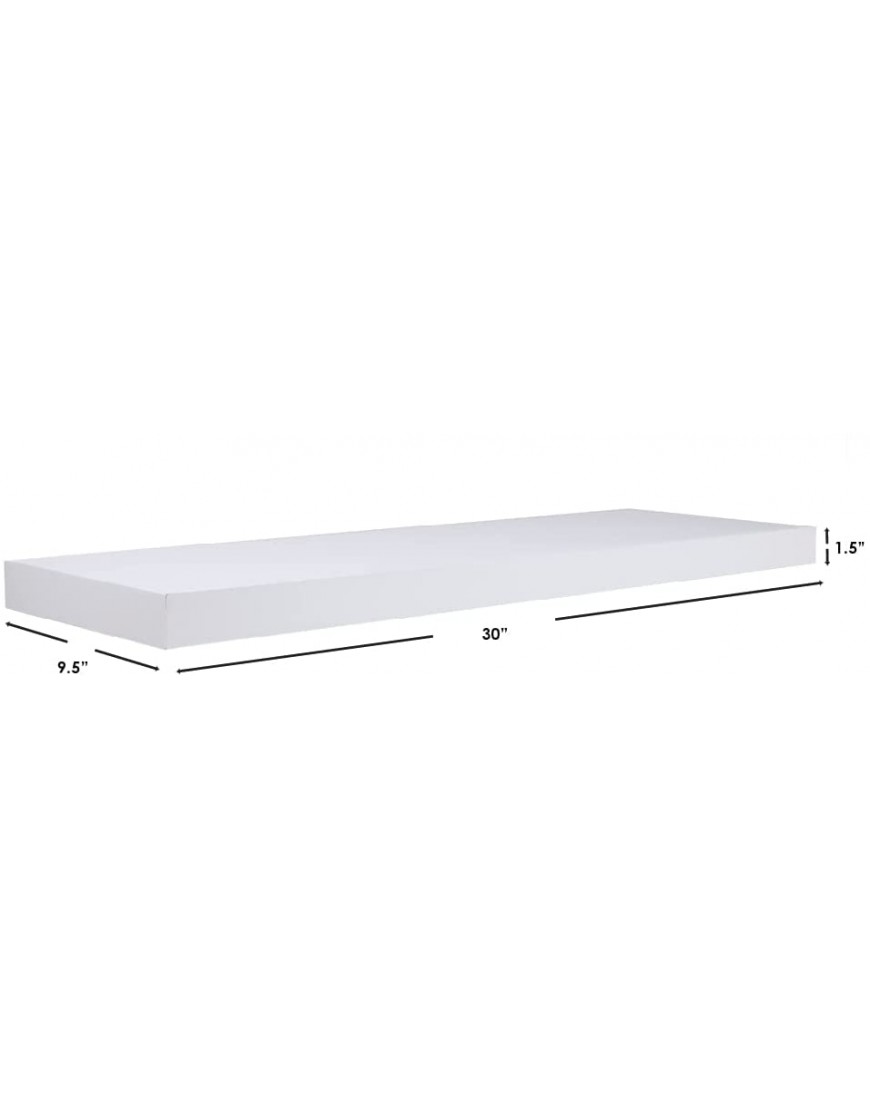 Home Basics Rectangular Floating Shelf | Space Saver | Wall Mounted | Easy to Install White 30