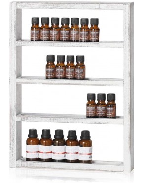 LIANTRAL Essential Oil Storage Wall Mounted Wooden Display Shelf Rack for Essential Oils & Nail Polish Rustic Grey White