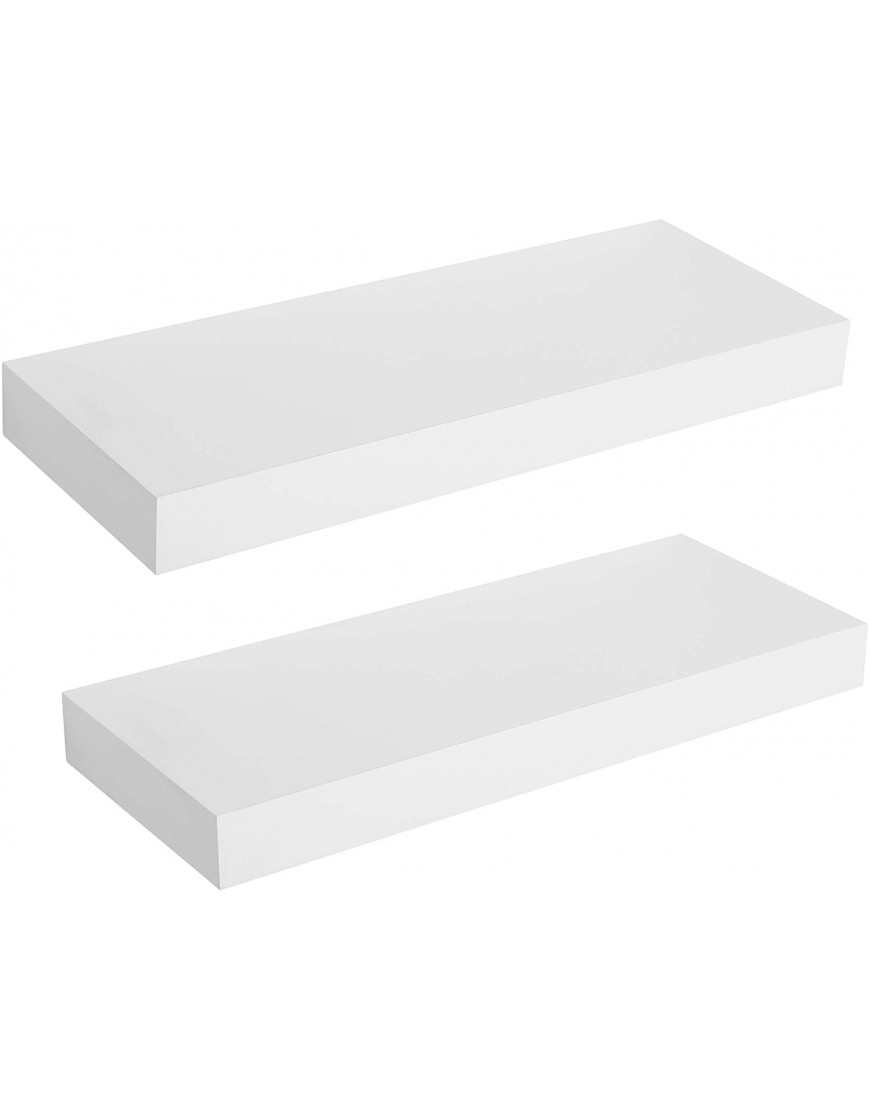 SONGMICS Wall Shelf 2-Set Floating Shelf 15 Inches Easy Install for Decorative Display Corner Invisible Bracket Support White ULWS14WT-2