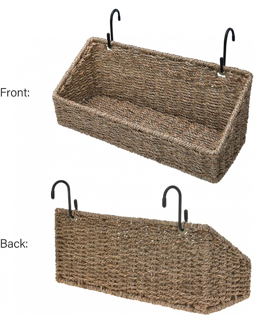 StorageWorks Woven Wall Baskets for Storage Seagrass Baskets for Shelf Wall Storage for Kitchen and Bathroom Hanging Baskets for Organizing 15 x 6.3 x 5.9 2-Pack