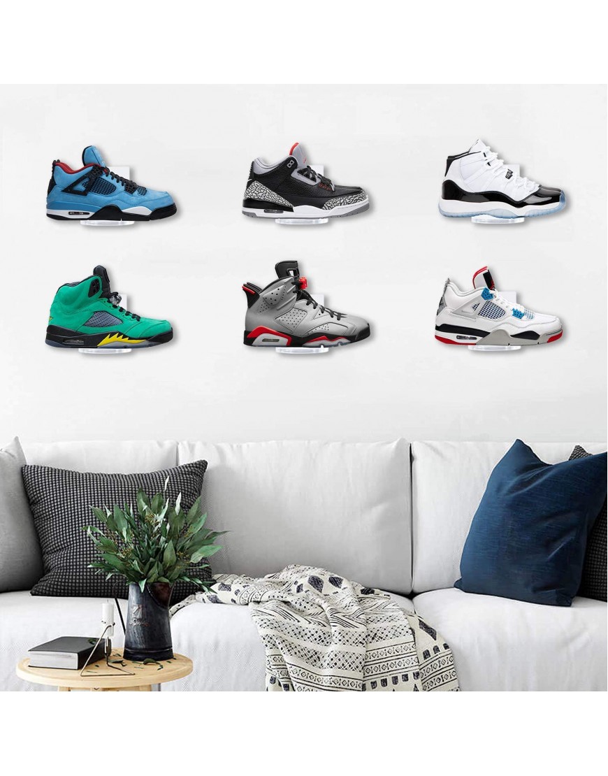 X-FLOAT Clear Floating Sneaker Shelves Wall Mounted for Displaying Shoes Set of 6