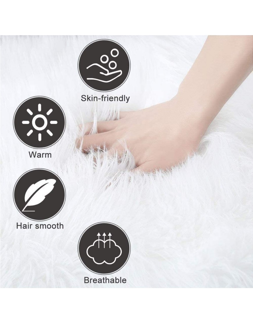12 Inches Mini Round Faux Fur Sheepskin Rugs Fluffy Living Room Carpet Mini Small Size Fit for Photographing Background of Jewellery（White）