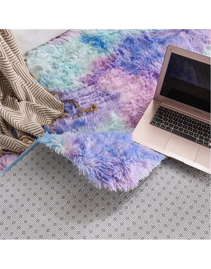A Nice Night Shaggy Fluffy Faux Fur Area Rug Door Mat,Tie Dye Style,Softest Luxurious Shag Carpet Rugs for Bedroom Living Room Luxury Bed Side Plush Carpets Rectangle Light Purple 3' x 5'