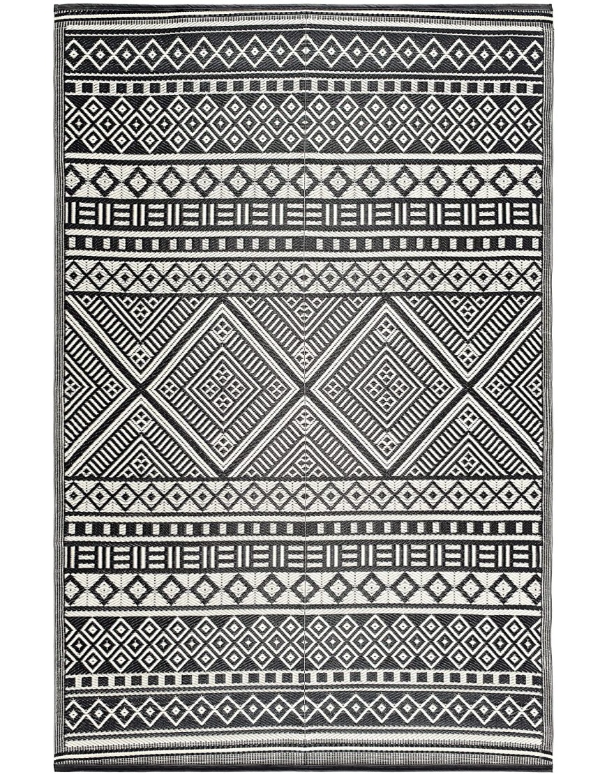 Beverly Rug Outdoor Reversible Plastic Area Rug 7'10" x 10' Texas Black White