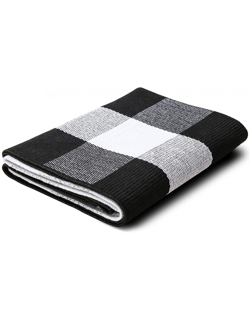 Bottalive Buffalo Plaid Check Rug 27.5''x43'' Cotton Hand-Woven Indoor Outdoor Area Rugs Black and White Plaid100% Pure-White