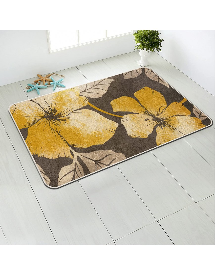 CAMILSON Solana Modern Floral 5'3 x 7' Area Rugs Non-Skid Non-Slip Rubber Backing Yellow Brown Flowers Indoor Rug 5x7 Yellow Brown