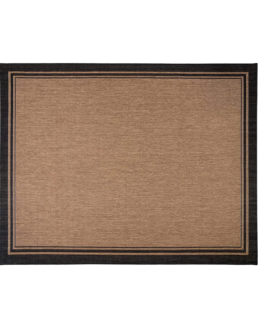 Gertmenian 22012 Outdoor Rug Freedom Collection Bordered Theme Smart Care Deck Patio Carpet 9x13 Extra Large Border Black Tan