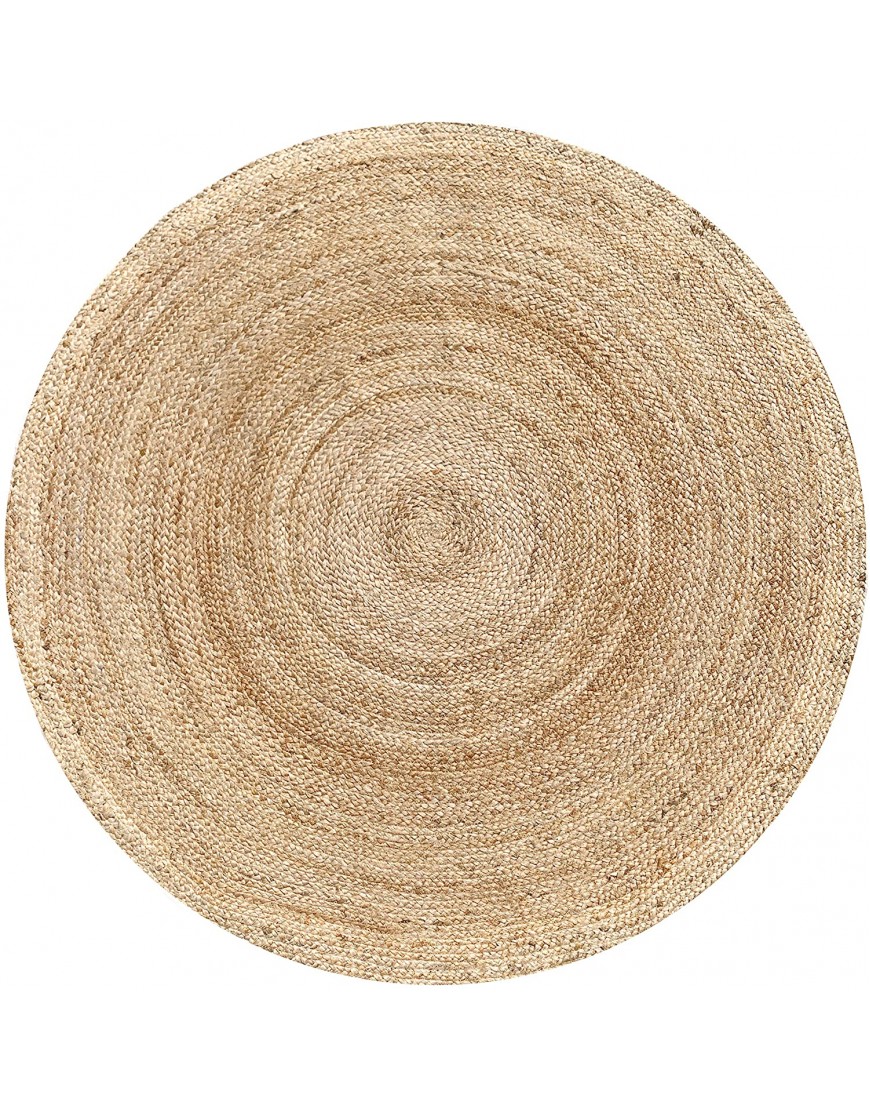 Hausattire Hand Woven Jute Braided Rug 4' Round Natural Reversible Area Rugs for Living Room Kitchen 4 Feet Round