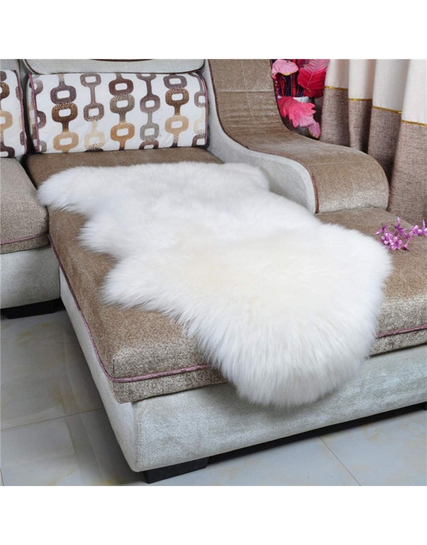 HEBE Faux Fur Rug Sheepskin Rug Runner 2'x4' Soft Sheepskin Fur Chair Couch Cover Milk White Sheepskin Area Throw Rug Runner for Bedroom Kids Nursery Living Room