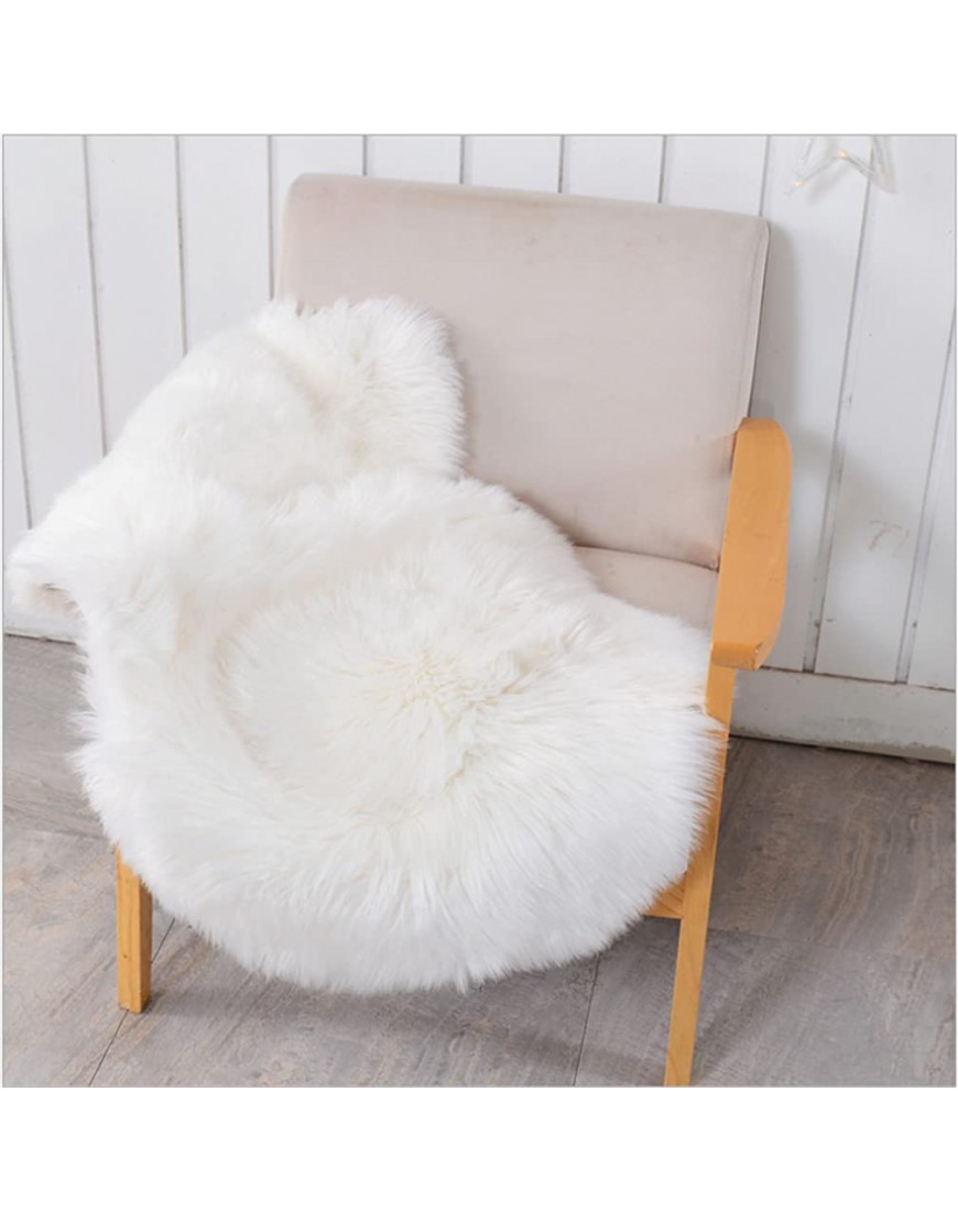 HLZHOU Soft Faux Sheepskin Fur Rug Fluffy Fur Chair Cover Seat Pad Non-Slip Area Rug for Bedroom Living Room Floor Kids Room 2 x 3 Feet （60 x 90 cm） White