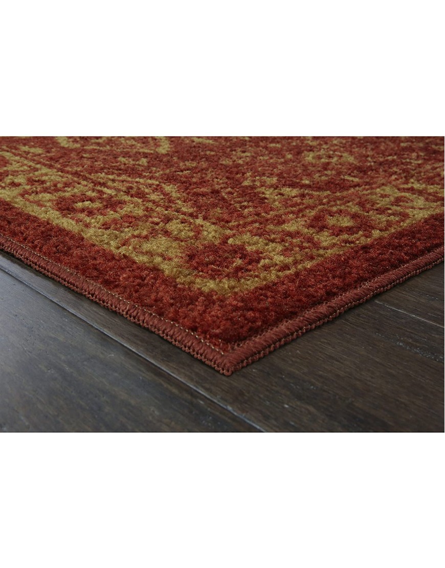 Maples Rugs Georgina Traditional Kitchen Rugs Non Skid Accent Area Carpet [Made in USA] 2'6 x 3'10 Red Gold