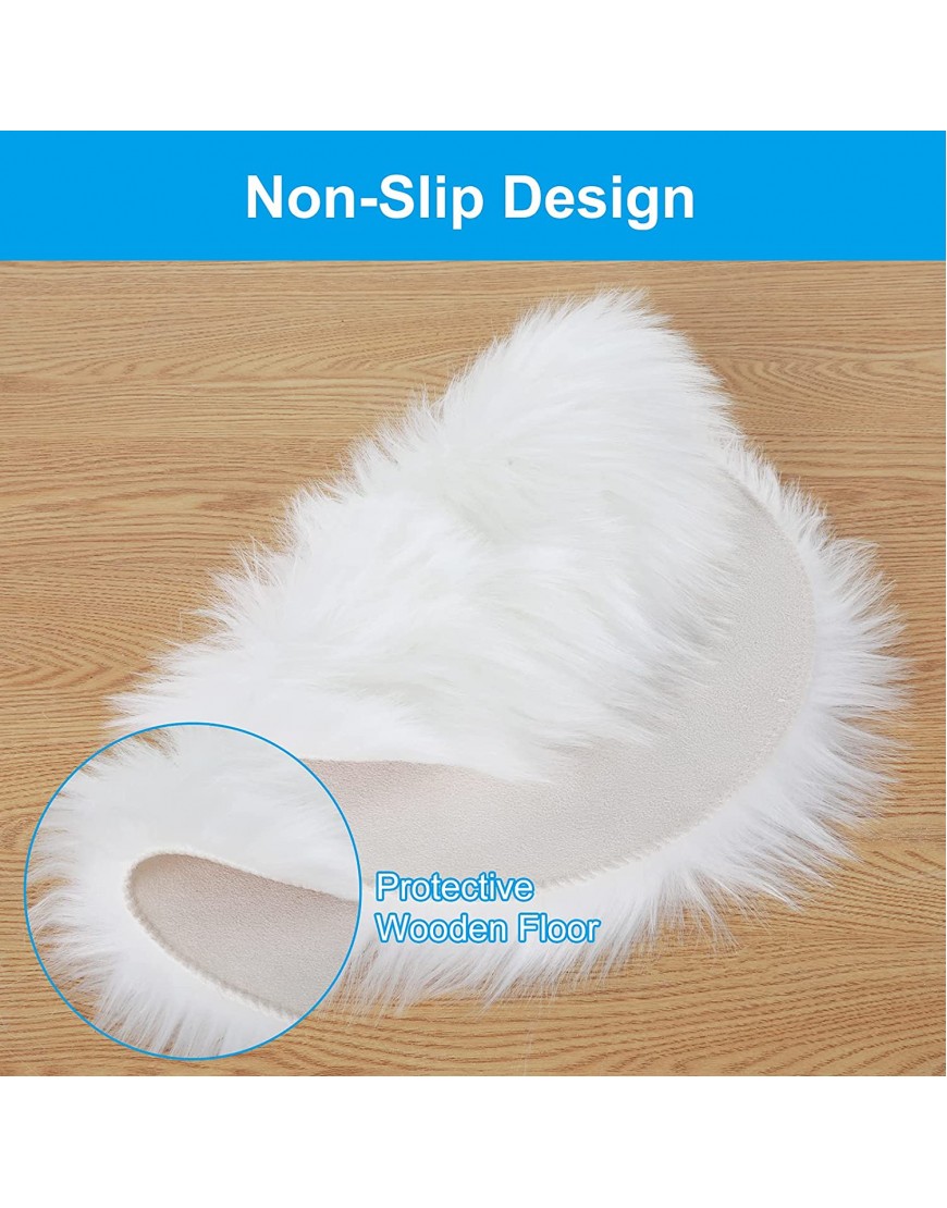 Molain Faux Fur Chair Pad 12 inch Round Cover Seat Cushion Pad Carpet Mat Soft Fluffy Area Rug for Seat Pad Couch Pad,Photographing Background of JewelryWhite