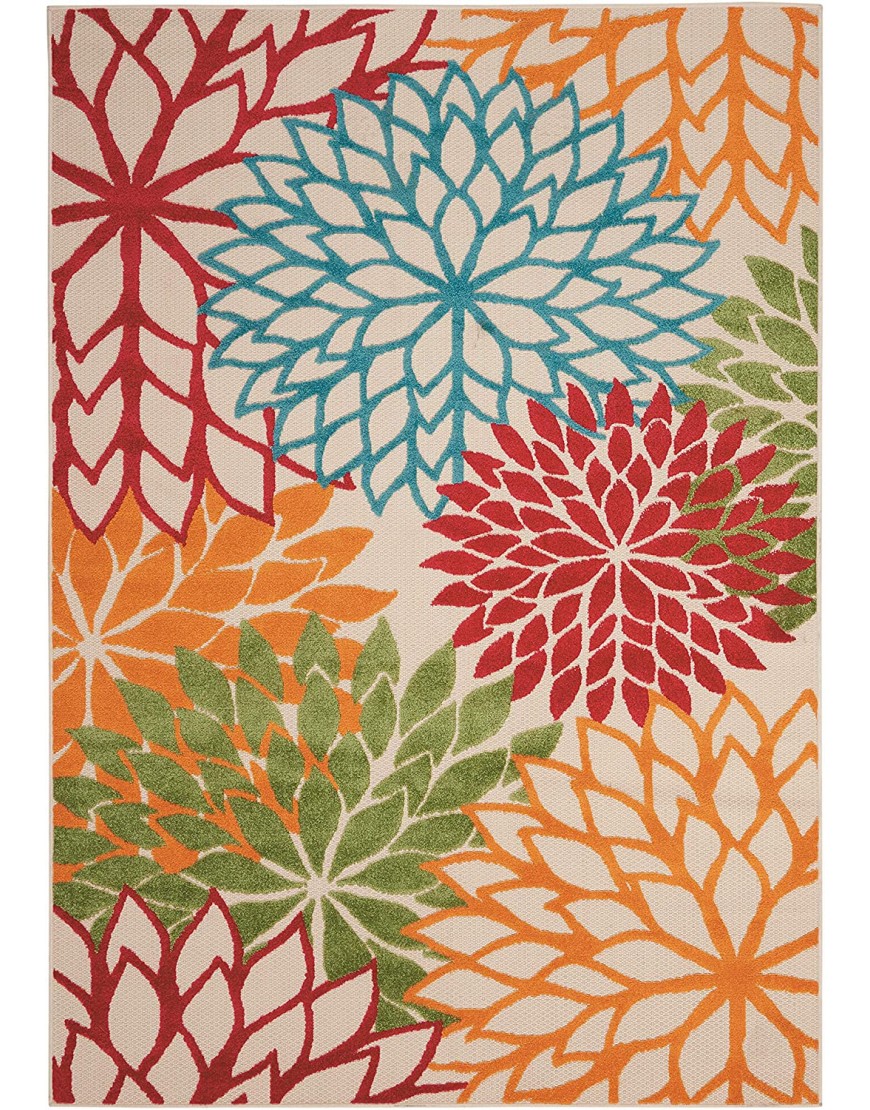 Nourison Aloha ALH05 Indoor Outdoor Floral Green 5'3 x 7'5 Area Rug 5'x8'