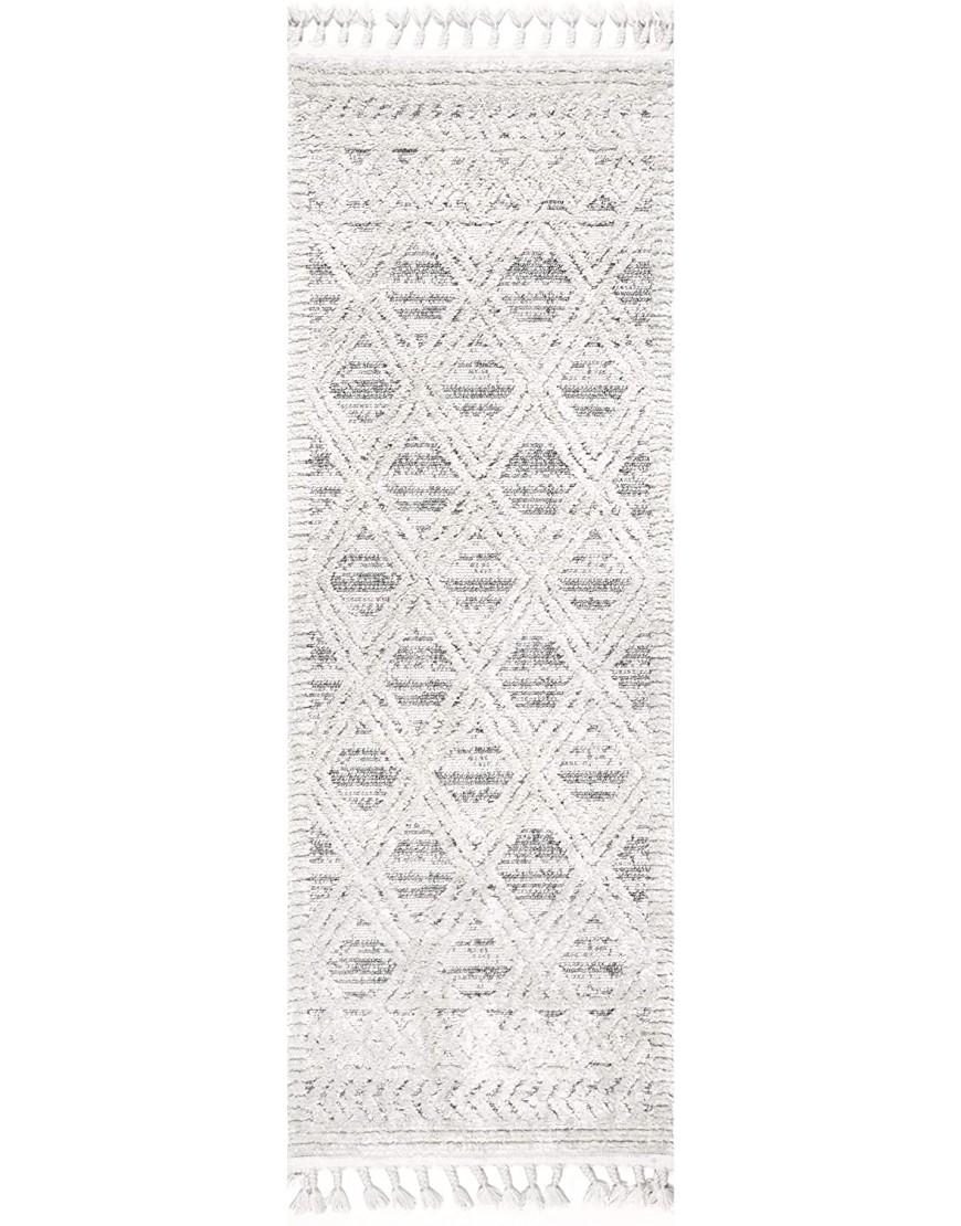 nuLOOM Ansley Soft Lattice Textured Tassel Runner Rug 2' x 6' Beige