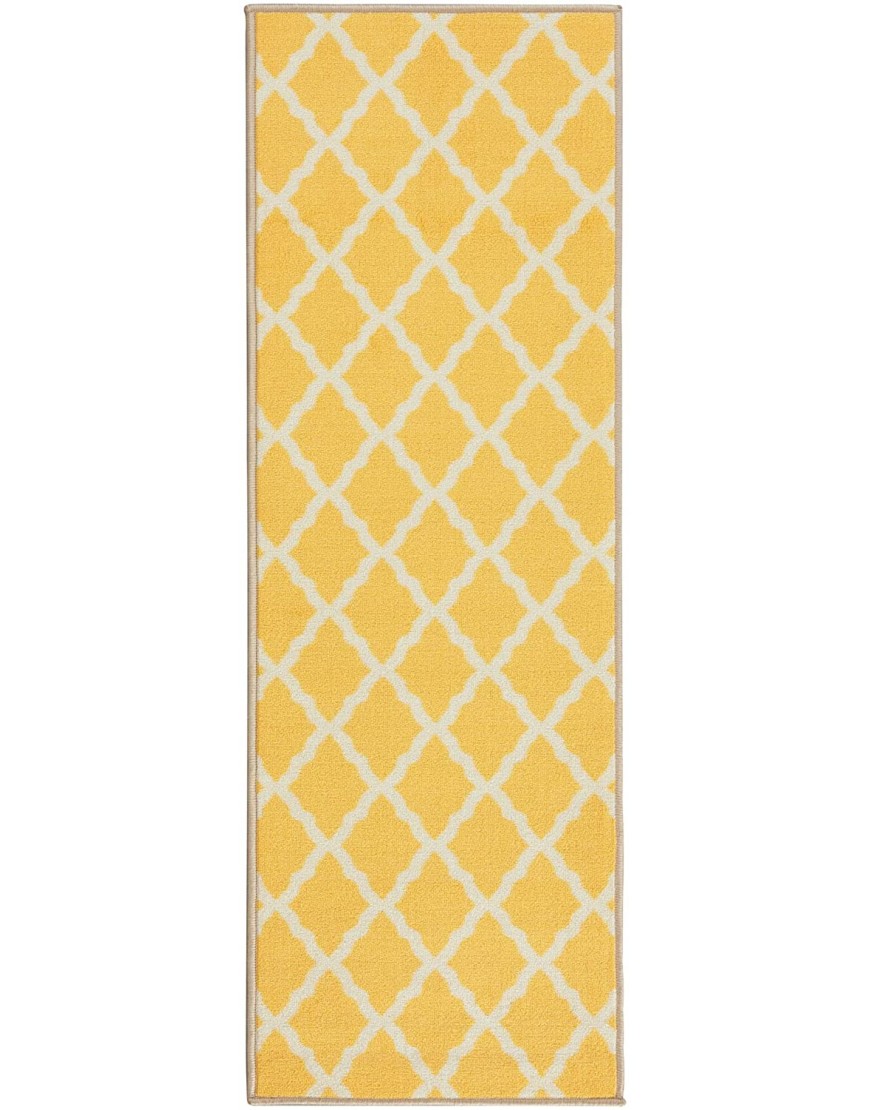 Ottomanson Glamour Collection Non-slip Trellis Design Runner Rug 20 x 59 Yellow
