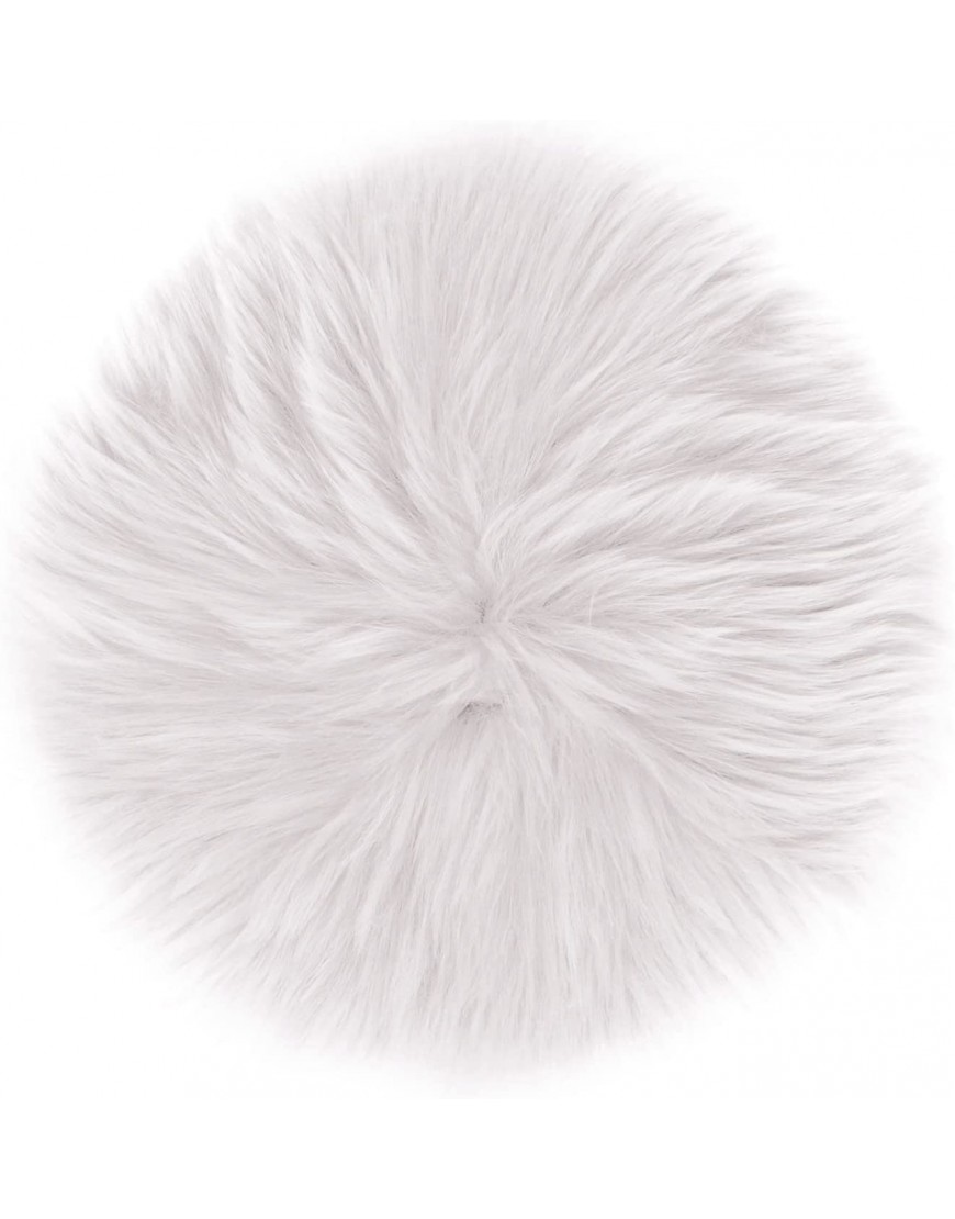 sansheng 12inches Mini Pile Round Faux Sheepskin Fur Area Rug Size Fit for Photographing Background of JewelleryWhite