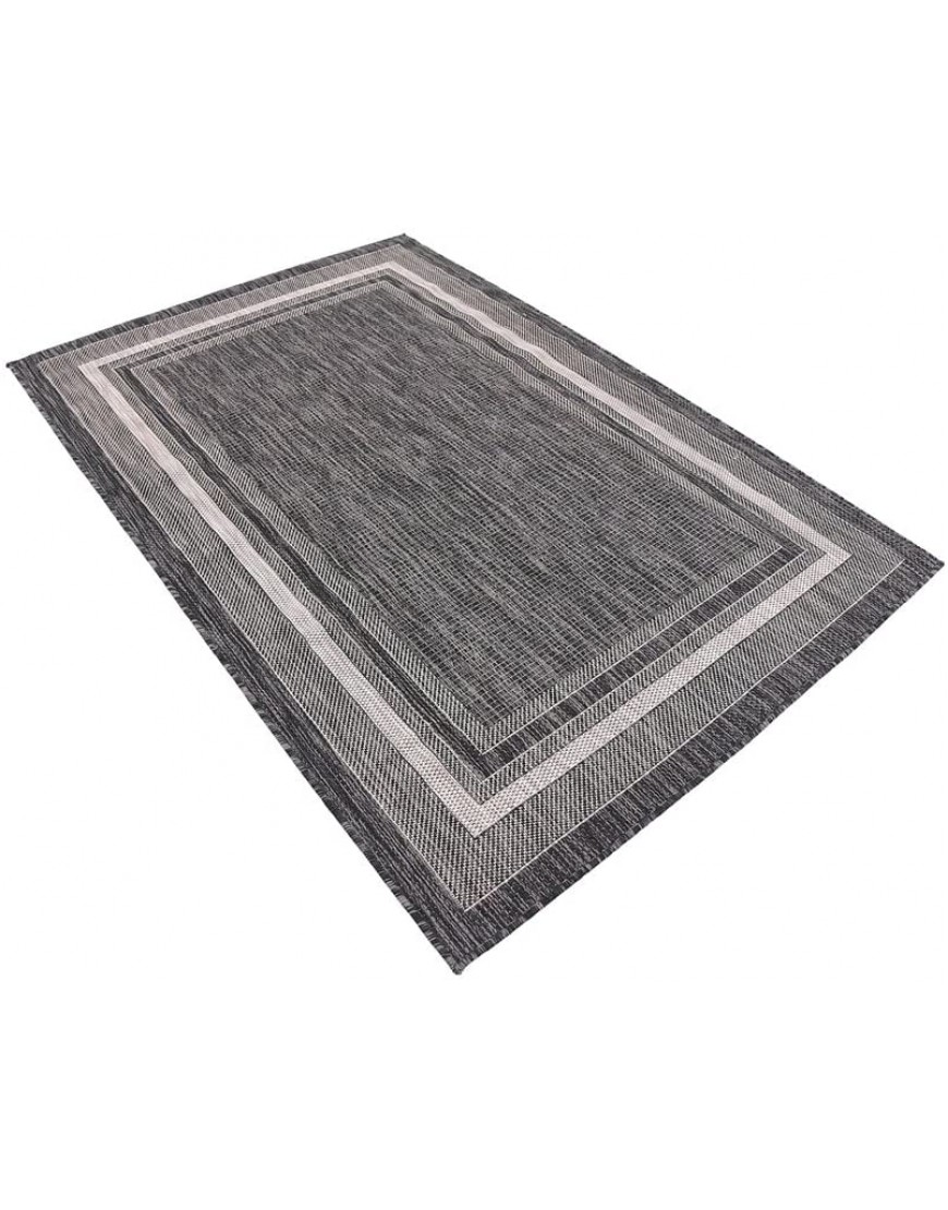 Unique Loom Outdoor Border Collection Casual Solid Border Transitional Indoor and Outdoor Flatweave Black Area Rug 4' 0 x 6' 0