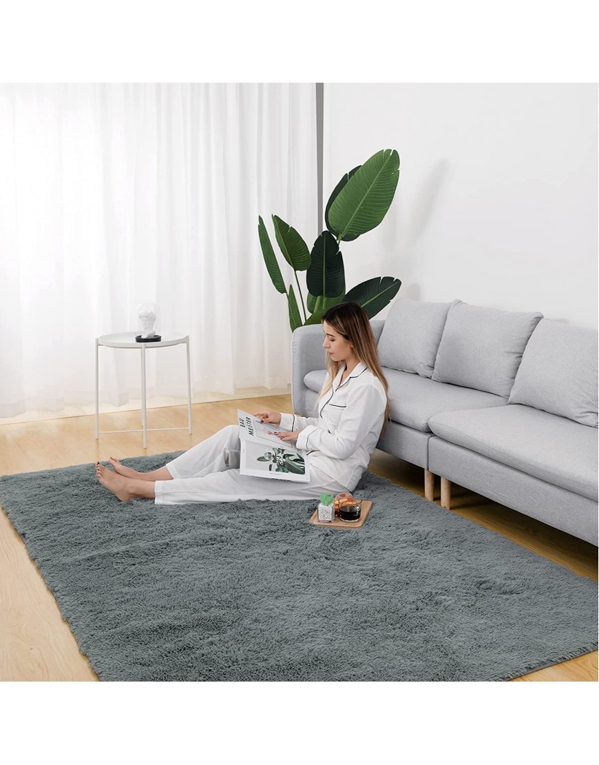 Vamcheer Fluffy Shag Area Rugs – 4X6 FT Soft Fuzzy Rugs for Bedroom Modern Plush Living Room Rugs Shaggy Floor Rugs Bedside Nursery Rugs for Kids Baby Room Grey