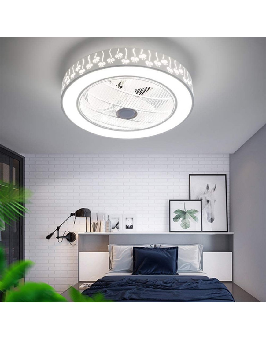 21.6Ceiling Fan with Lights Enclosed Round LED 3 Colors Ceiling Lighting Fan with Invisible Blades,Semi Flush Mount Low Profile Fan W Remote Control for Bedroom Living Room Children's Room 110V Flower Lamp