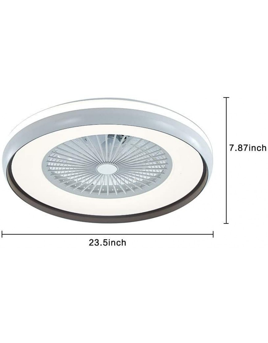23 Inch Modern Creative LED Remote Ceiling Fan with Light Enclosed Invisible Blades Ceiling Fans Ceiling Lighting Fixture Flush Mount Remote Control 3 Color 3 Speed Changeable Timing