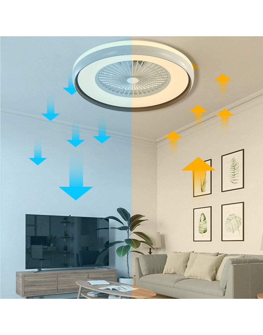 23 Inch Modern Creative LED Remote Ceiling Fan with Light Enclosed Invisible Blades Ceiling Fans Ceiling Lighting Fixture Flush Mount Remote Control 3 Color 3 Speed Changeable Timing
