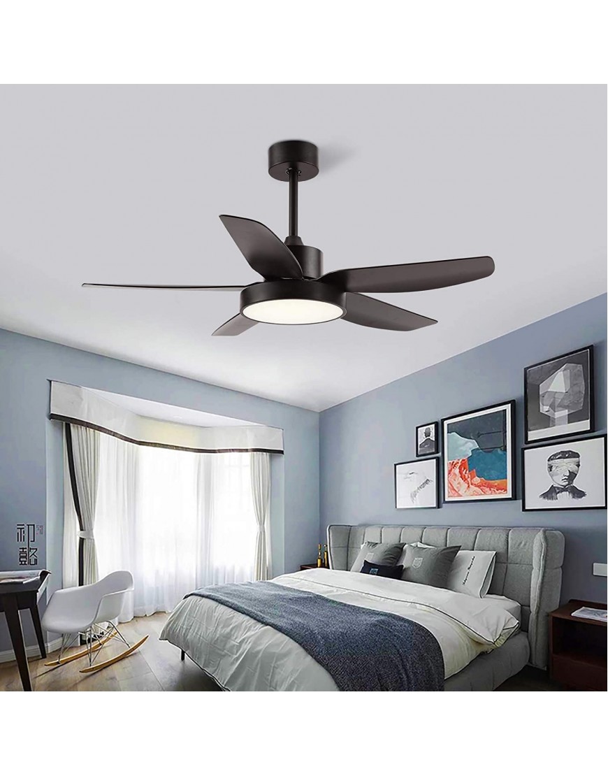 46 Inch Ceiling Fan with Light and Remote Control Black ALUOCYI Flush Mount Ceiling Fan with 3 Color Light 5 Blades 6 Speeds Noiseless Reversible Motor for Bedroom Living Room Indoor or Outdoor