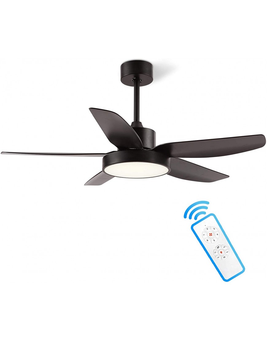 46 Inch Ceiling Fan with Light and Remote Control Black ALUOCYI Flush Mount Ceiling Fan with 3 Color Light 5 Blades 6 Speeds Noiseless Reversible Motor for Bedroom Living Room Indoor or Outdoor