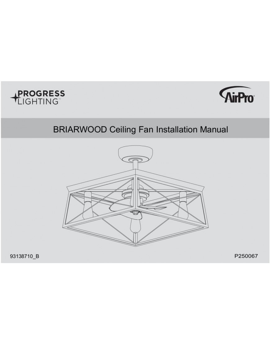 Briarwood Collection 22-Inch 3-Blade AC Motor Farmhouse Ceiling Fan Graphite