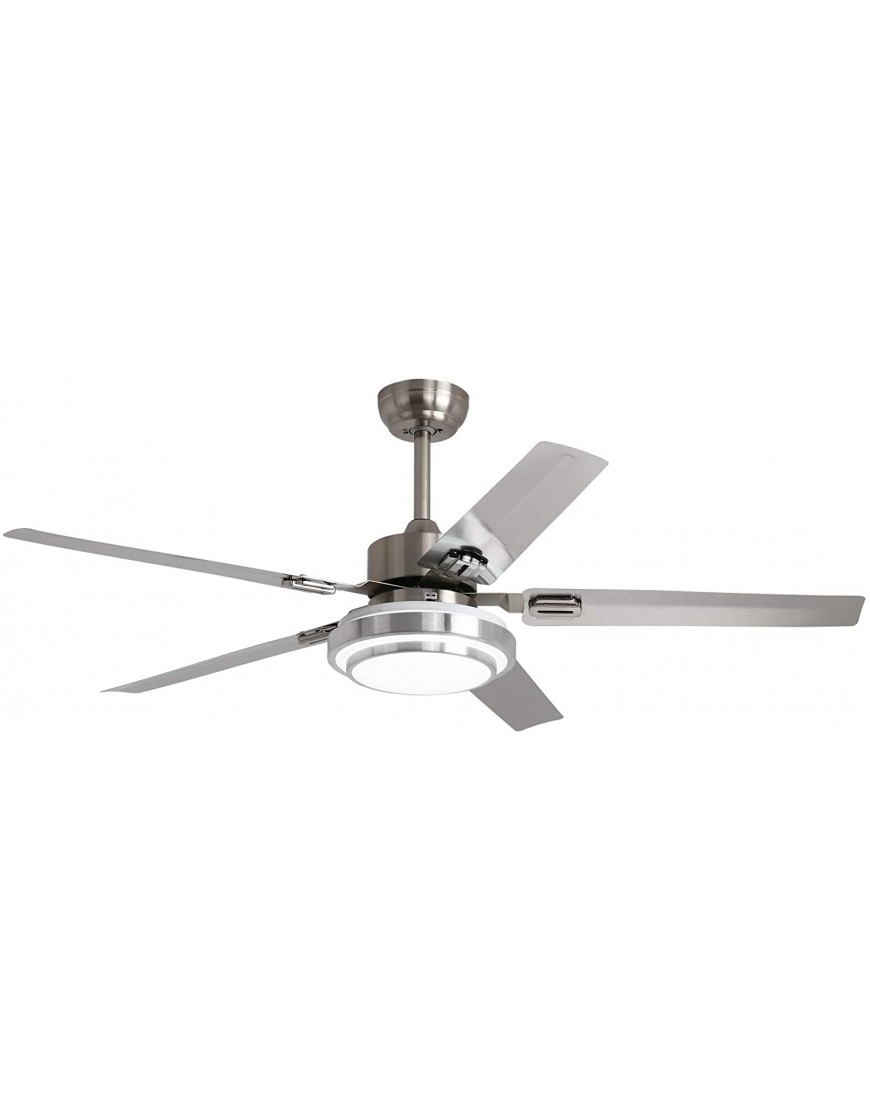 Ceiling Fan with Light and Remote 52 Inch Brushed Nickel Stainless Steel Quiet Reversible Motor and Fan Blades Dimmable LED Light Kit for Indoor Home Decor