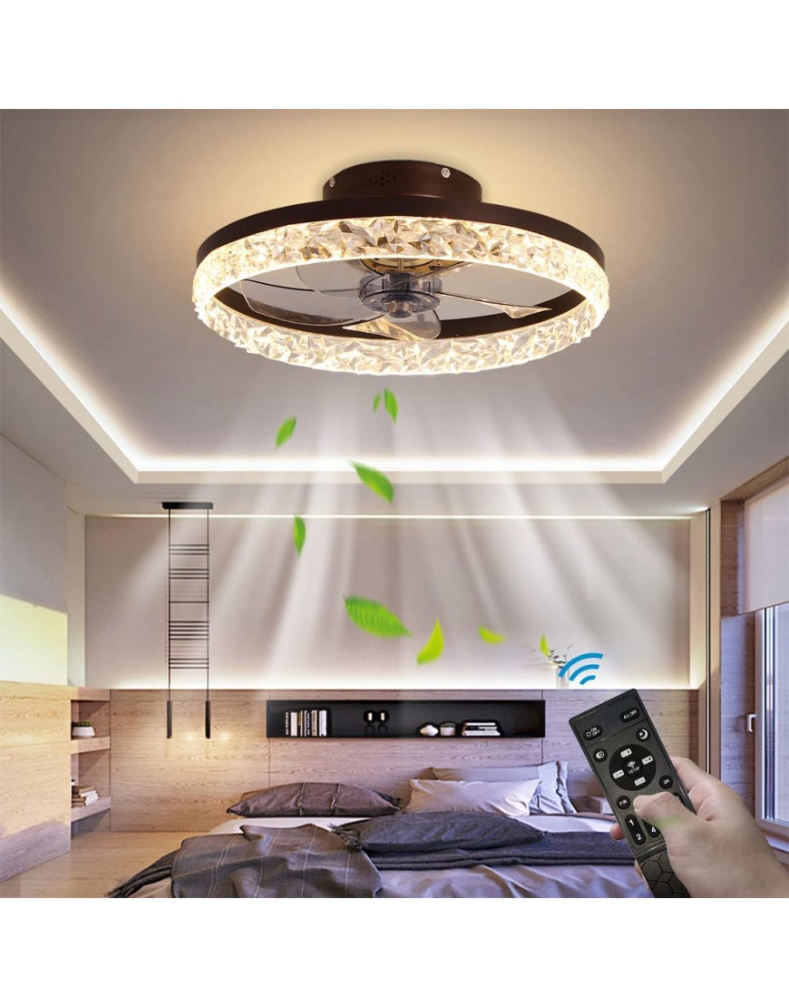 Ceiling Fan with Light LED Lighting Fan Lamp Remote Control Dimmable Silent and Adjustable Wind Speed Household Fan Chandelier Color : Brown