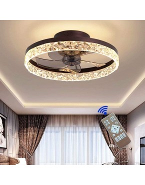 CYYTLFSD Ceiling Fan with Lights 19.7" LED Lighting Fan Lamp,30W Remote Control Dimmable Silent and Adjustable Wind Speed Household Indoor Fan Chandelier for Bedroom Dining Table Color : Brown