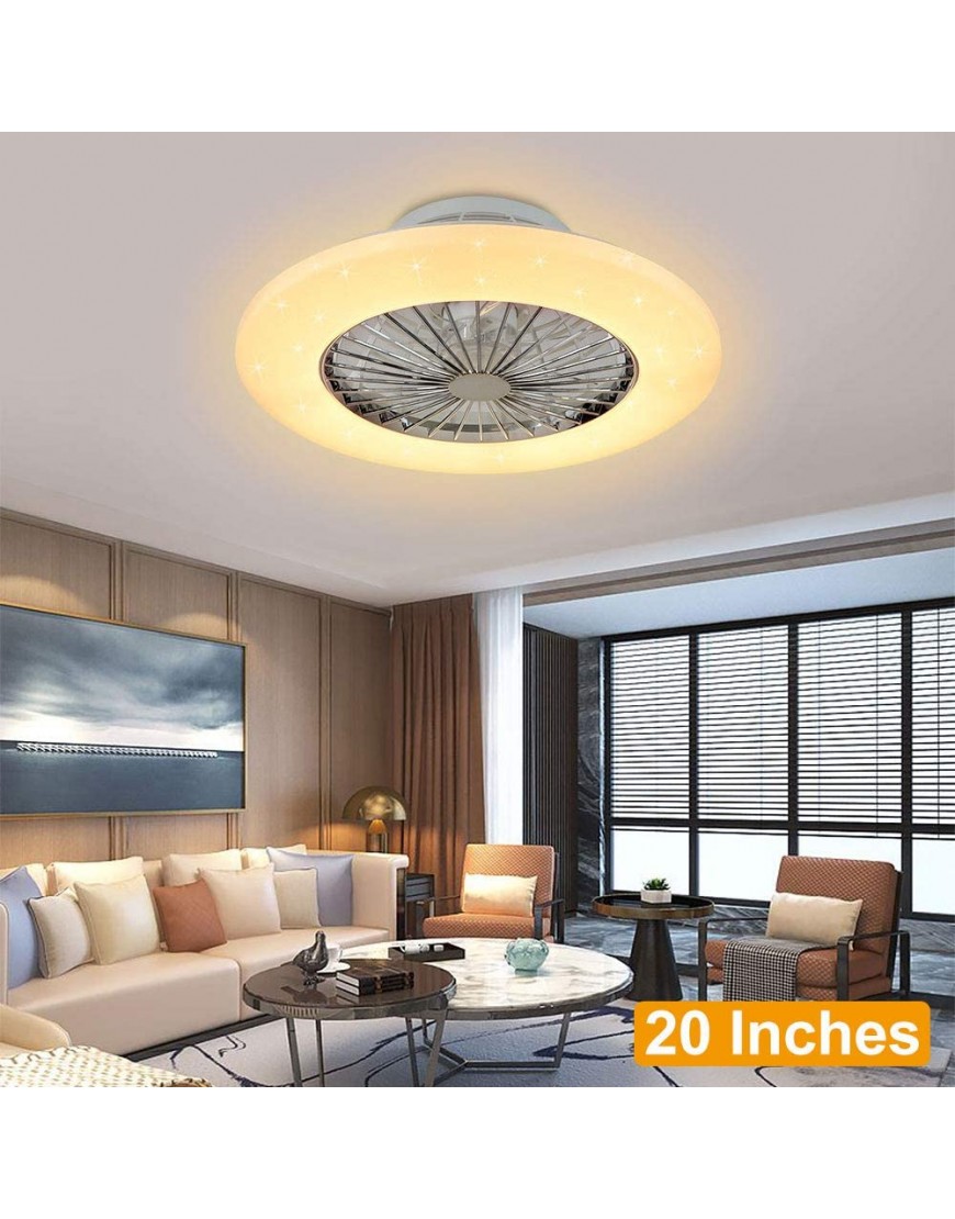 Depuley Ceiling Fan with Led Lights 20'' Modern Ceiling Fan with Remote Control and Light for Indoor Bedroom Living Room Kitchen Low Profile Ceiling Fans 3 Color Lighting with 7 ABS Blades Timing