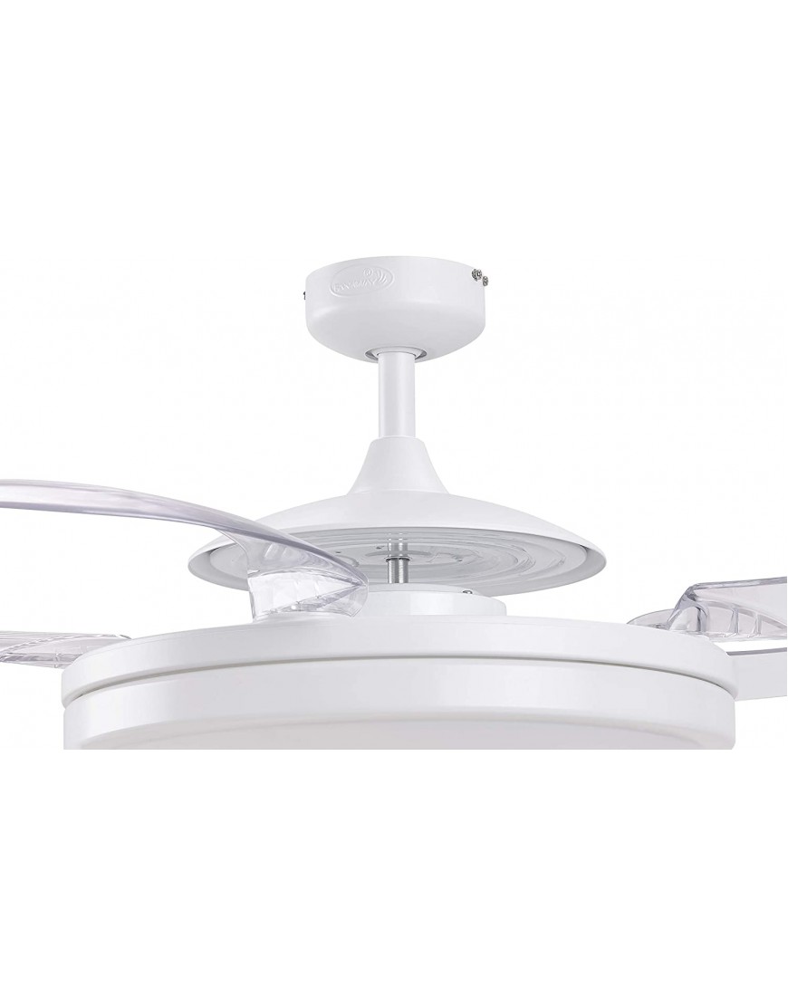 Fanaway 21093001 Evo2 Retractable 4 Lighting with Remote Ceiling Fan 48 Inch White with Clear Blades