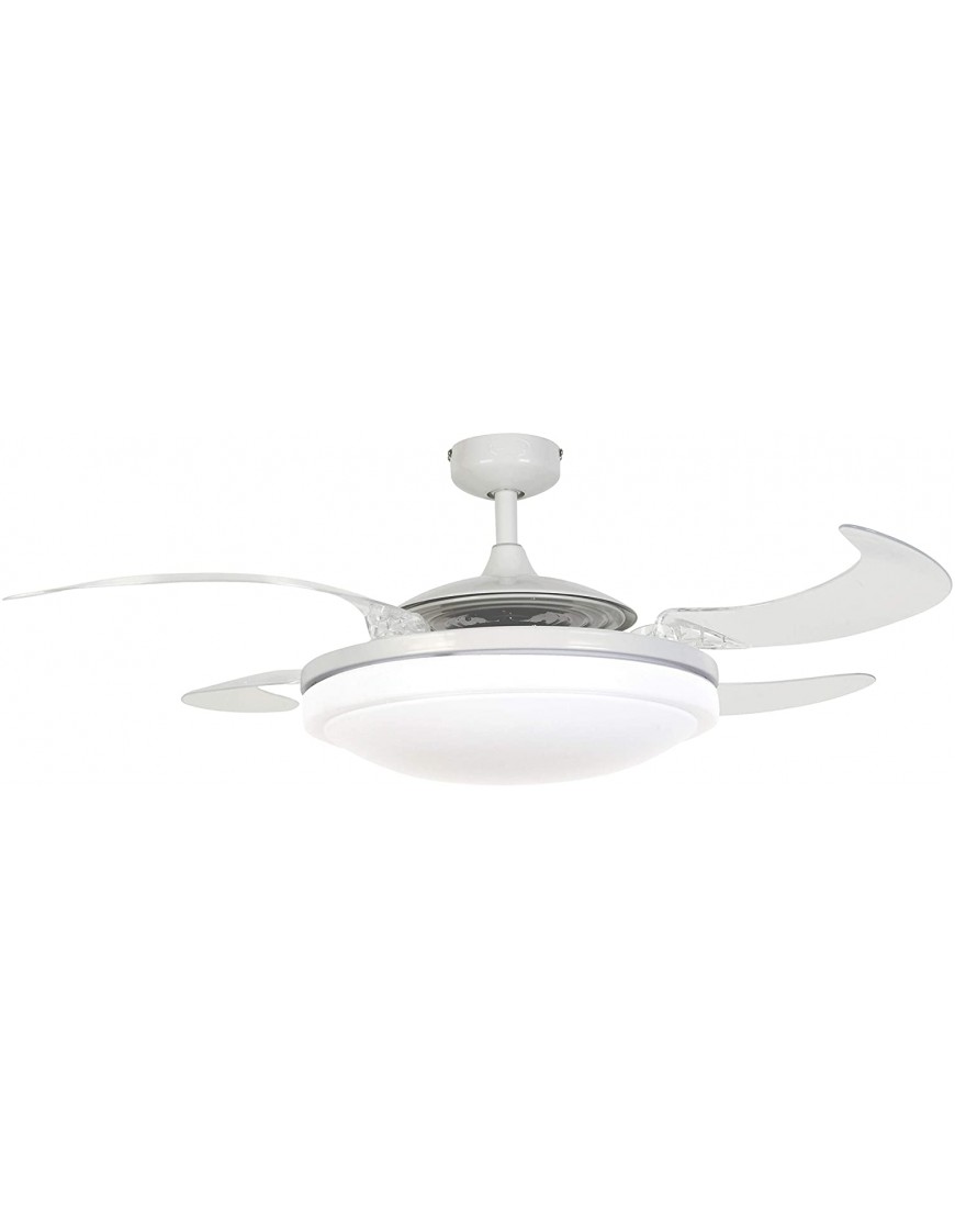 Fanaway 21093001 Evo2 Retractable 4 Lighting with Remote Ceiling Fan 48 Inch White with Clear Blades